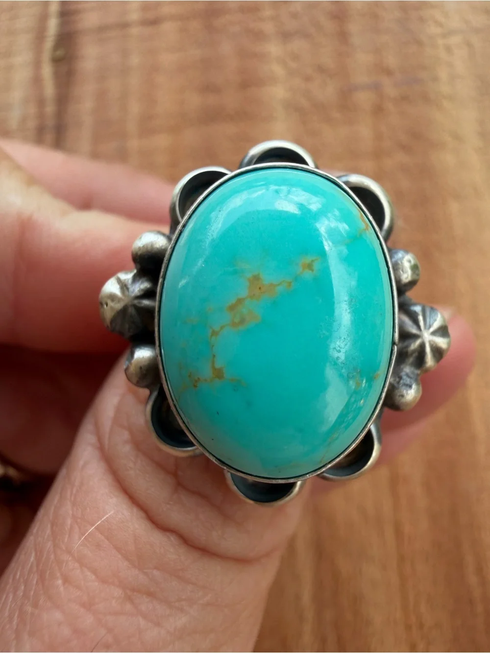 Navajo Handmade By Ronnie Martinez Kingman Turquoise Ring Size 8.5